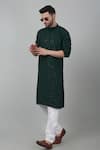 Aham-Vayam_Green Cotton Embroidered Thread And Sequin Work & Kurta Set _at_Aza_Fashions
