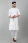 Buy_Aham-Vayam_White Cotton Embroidered Thread And Sequin Work Checkered Kurta Set _at_Aza_Fashions