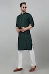 Aham-Vayam_Green Cotton Embroidered Thread And Sequin Work Himgir Checkered Kurta Set _at_Aza_Fashions