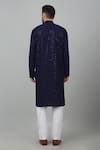 Shop_Aham-Vayam_Blue Cotton Embroidered Thread And Sequin Checkered Pattern Kurta Set _at_Aza_Fashions