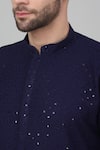 Aham-Vayam_Blue Cotton Embroidered Thread And Sequin Checkered Pattern Kurta Set _at_Aza_Fashions