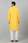Shop_Aham-Vayam_Yellow Cotton Embroidered Thread And Sequin Checkered Pattern Kurta Set _at_Aza_Fashions