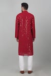 Shop_Aham-Vayam_Red Cotton Embroidered Thread And Sequin Work Lehar Jashn Kurta Set _at_Aza_Fashions