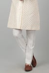 Shop_Aham-Vayam_Ivory Cotton Embroidered Thread Harsh Utsav Sherwani Set _Online_at_Aza_Fashions