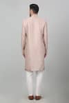 Shop_Aham-Vayam_Pink Cotton Embroidered Thread Gulposh Sherwani Set _at_Aza_Fashions