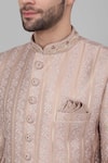 Aham-Vayam_Pink Cotton Embroidered Thread Gulposh Sherwani Set _at_Aza_Fashions