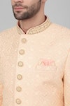 Aham-Vayam_Peach Cotton Embroidered Thread Seher Sherwani Set _at_Aza_Fashions