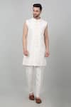 Buy_Aham-Vayam_White Cotton Embroidered Thread And Sequin Work Gulnazm Sherwani Set _Online_at_Aza_Fashions