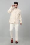 Buy_Aham-Vayam_Ivory Cotton Embroidered Thread Firdaus Bandhgala Set _at_Aza_Fashions