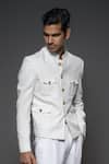 Shop_Balance by Rohit Bal_White Linen Plain Full Sleeve Jacket _at_Aza_Fashions