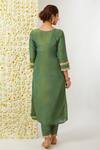 Shop_Tashee_Green Tissue Embroidered Floral Round Neck Kurta And Pant Set _at_Aza_Fashions