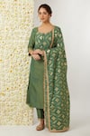 Buy_Tashee_Green Kurta And Pant Tissue Embroidered Floral Round Neck Set _at_Aza_Fashions