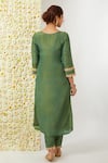 Shop_Tashee_Green Kurta And Pant Tissue Embroidered Floral Round Neck Set _at_Aza_Fashions