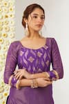 Shop_Tashee_Purple Tissue Embroidered Floral Round Work Kurta And Pant Set _Online_at_Aza_Fashions