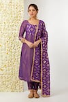 Buy_Tashee_Purple Kurta And Pant Tissue Embroidered Floral Round Work Set _at_Aza_Fashions
