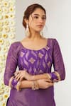 Tashee_Purple Kurta And Pant Tissue Embroidered Floral Round Work Set _at_Aza_Fashions