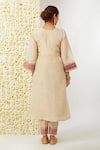 Shop_Tashee_Beige Tissue Embroidered Floral V Neck Kurta And Pant Set _at_Aza_Fashions