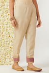 Tashee_Beige Kurta And Pant Tissue Embroidered Floral V Neck Set _Online_at_Aza_Fashions
