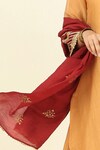 Shop_Tashee_Beige Chanderi Embroidered Floral V-neck Thread Kurta Pant Set 