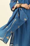 Shop_Tashee_Blue Chanderi Embroidered Floral V-neck Threadwork Kurta Pant Set 
