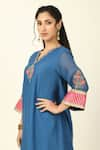 Shop_Tashee_Blue Chanderi Embroidered Floral V-neck Vine Threadwork Kurta With Pant _Online_at_Aza_Fashions