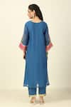 Shop_Tashee_Blue Chanderi Embroidered Floral V-neck Vine Threadwork Kurta Pant Set _at_Aza_Fashions