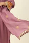 Shop_Tashee_Purple Chanderi Embroidered Floral V-neck Threadwork Kurta Pant Set 