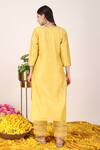 Shop_Tashee_Yellow Chanderi Embroidery Zari Florin Jaal Applique Yoke Kurta With Pant _at_Aza_Fashions