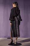 Shop_Sameer Madan_Black Banana Crepe Embellished Micro Pearls Ingrid Bishop Sleeve Dress  _at_Aza_Fashions