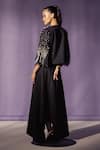 Shop Sameer Madan Black Taffeta, Crepe Pearls, Sequins The Katherine Bollero Embellished Jacket at Aza Fashions Shop_Sameer Madan_Black Taffeta, Crepe Pearls, Sequins The Katherine Bollero Embellished Jacket _at_Aza_Fashions