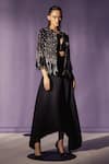 Sameer Madan Black Taffeta, Crepe Pearls, Sequins The Katherine Bollero Embellished Jacket Online at Aza Fashions Sameer Madan_Black Taffeta, Crepe Pearls, Sequins The Katherine Bollero Embellished Jacket _Online_at_Aza_Fashions