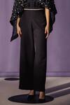 Sameer Madan_Black Organza, Crepe Pearls Embellished High Waist Trouser _Online_at_Aza_Fashions