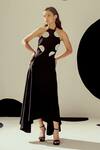 Buy_Sameer Madan_Black Halter Neck Lucille Polka Dress _at_Aza_Fashions