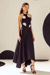 Buy_Sameer Madan_Black Halter Neck Lucille Polka Dress _Online_at_Aza_Fashions