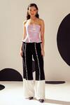 Buy_Sameer Madan_Black Japanese Crepe Embellished Pearl Judy Dual Tone Pant  _at_Aza_Fashions