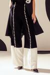 Shop_Sameer Madan_Black Japanese Crepe Embellished Pearl Judy Dual Tone Pant  _at_Aza_Fashions