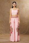 Buy Shraddha Rambhia Pink Slub Silk Embroidered Floral Blouse Scoop Flower Jacket Pant Set Online at Aza Fashions Buy_Shraddha Rambhia_Pink Slub Silk Embroidered Floral Blouse Scoop Flower Jacket Pant Set_Online_at_Aza_Fashions