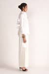 House of Three_White Poplin Plain Collar Ida Panelled High-low Shirt  _Online_at_Aza_Fashions