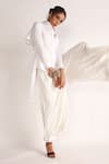 Buy_House of Three_White Poplin Plain Collar Ida Panelled High-low Shirt  _Online_at_Aza_Fashions