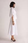 House of Three_White Poplin Plain Notched Spread Alef Drop Shoulder Asymmetric Shirt  _Online_at_Aza_Fashions