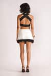 Shop_House of Three_White Jersey Plain Crew Neck Juni Criss-cross Back Crop Top  _at_Aza_Fashions