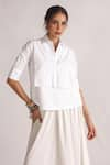 House of Three_White Poplin Plain Collar Mana High-low Bib Shirt  _Online_at_Aza_Fashions