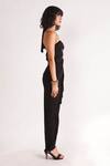 Buy_House of Three_Black Jersey Solid Straight Titania Halter Chain Neck Draped Dress  _Online_at_Aza_Fashions