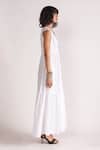 Buy_House of Three_White Poplin Solid Plunged V Audrey Tiered Maxi Dress _Online_at_Aza_Fashions