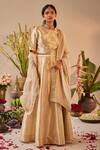 Shorshe Clothing_Gold Brocade Woven Geometric Round Lehenga With Blouse _at_Aza_Fashions