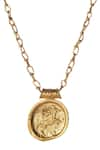 Shop_Misho_Gold Plated Carved Mini Link Sagittarius Zodiac Pendant Necklace _at_Aza_Fashions