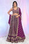 Buy_Alaya Advani_Wine Blouse And Dupatta Net Hand Embroidered Sequins V Neck Lehenga Set _at_Aza_Fashions