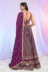 Shop_Alaya Advani_Wine Blouse And Dupatta Net Hand Embroidered Sequins V Neck Lehenga Set _at_Aza_Fashions