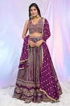 Shop_Alaya Advani_Wine Blouse And Dupatta Net Hand Embroidered Sequins V Neck Lehenga Set _Online