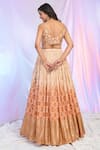 Shop_Alaya Advani_Peach Blouse Viscose Dupion Hand Bandhani Pattern Shaded Lehenga Set _at_Aza_Fashions